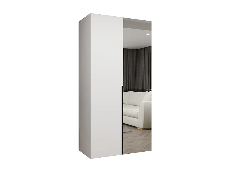 Drehtürenschrank Alicante 2 202/100/52 2-türig (Weiß + Griffe: Schwarz)