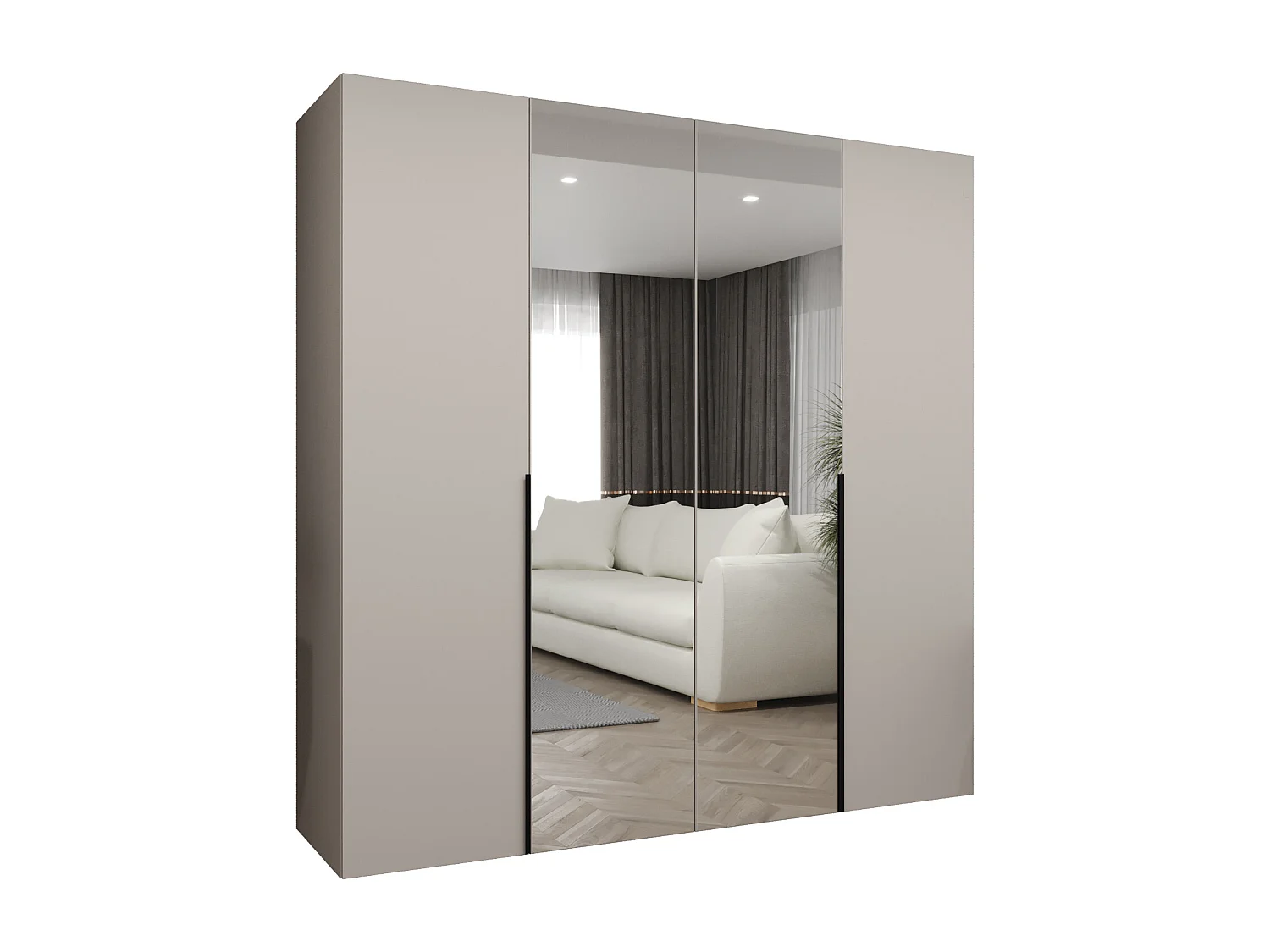 Draaideurkast Alicante 2 202/200/52 4-deurs  (wit/goud)