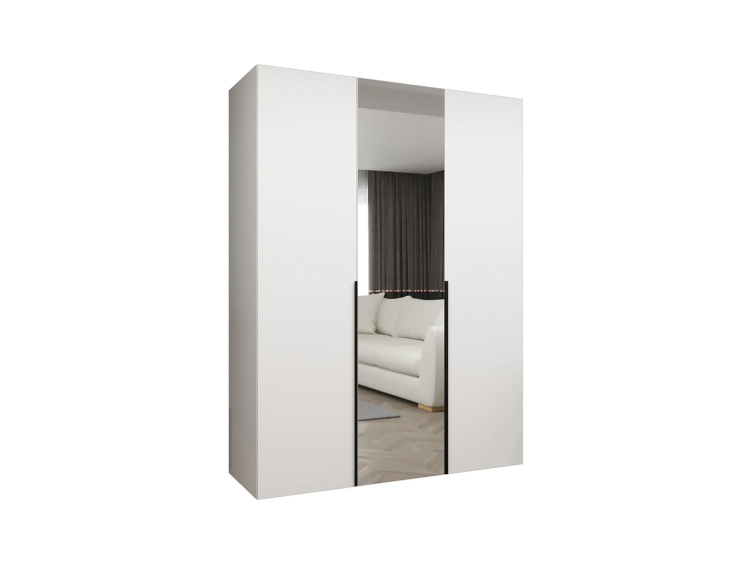 Drehtürenschrank Alicante 2 202/150/52 3-türig (Weiß|Schwarz)