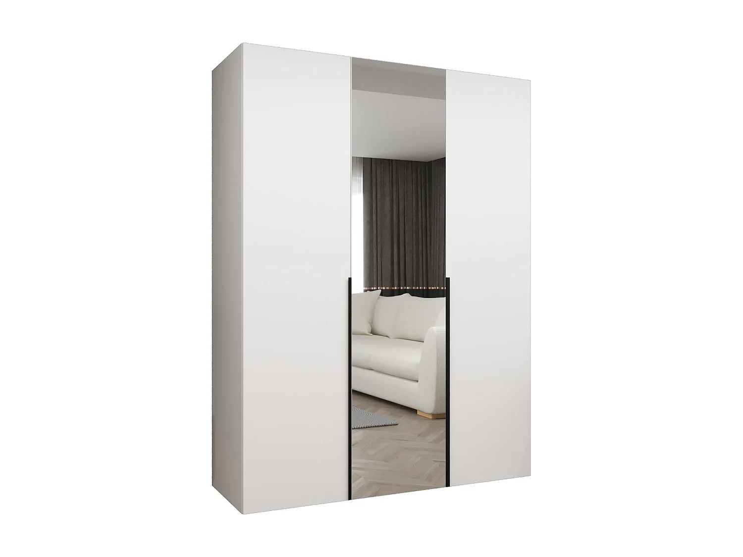 Armoire à portes battantes Alicante 2 202/150/52 3 portes (blanc/noir)