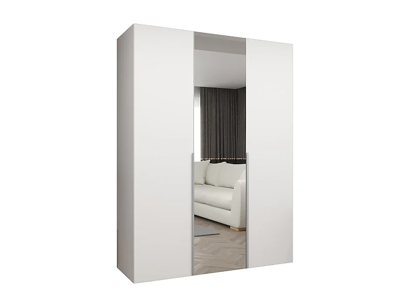 Drehtürenschrank Alicante 2 202/150/52 3-türig (Weiß + Griffe: Kaschmir)