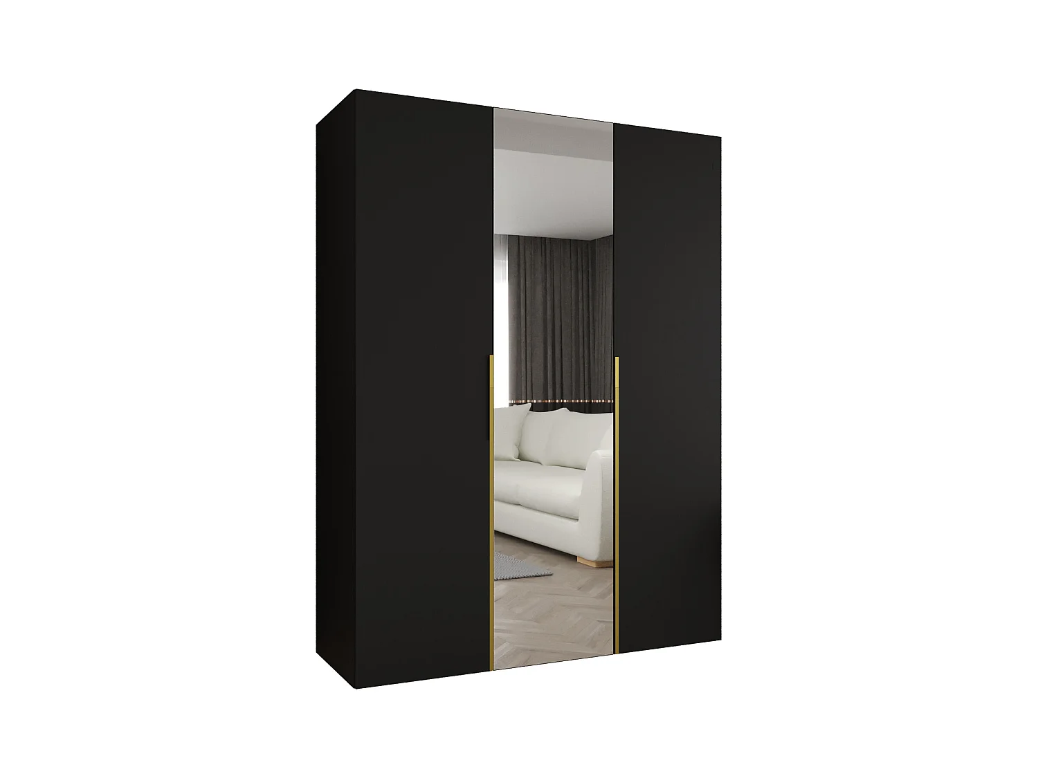 Armoire à portes battantes Alicante 2 202/150/52 3 portes (noir/doré)