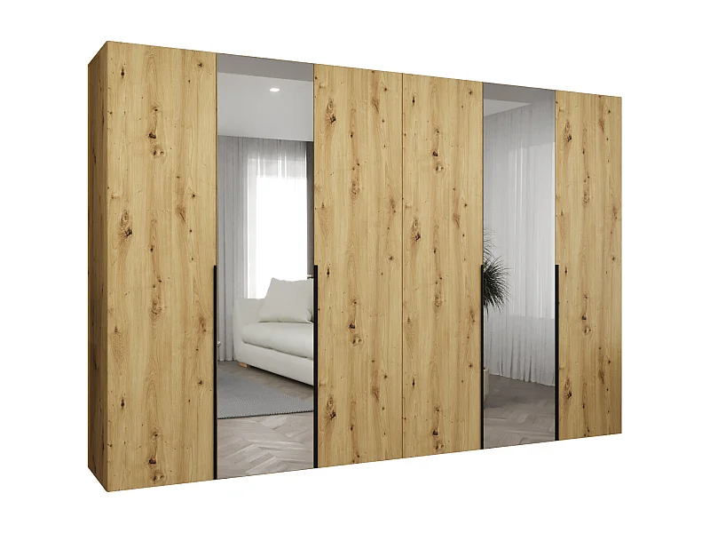 Armadio Alicante 2 con ante battenti 202/300/52 6 ante (artisan/nero)