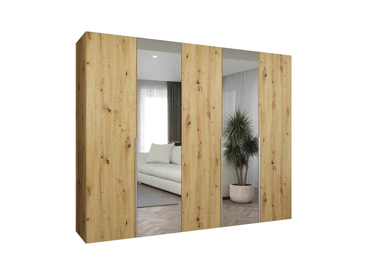 Armoire à portes battantes Alicante 2 202/250/52 5 portes (artisan/cacemire)