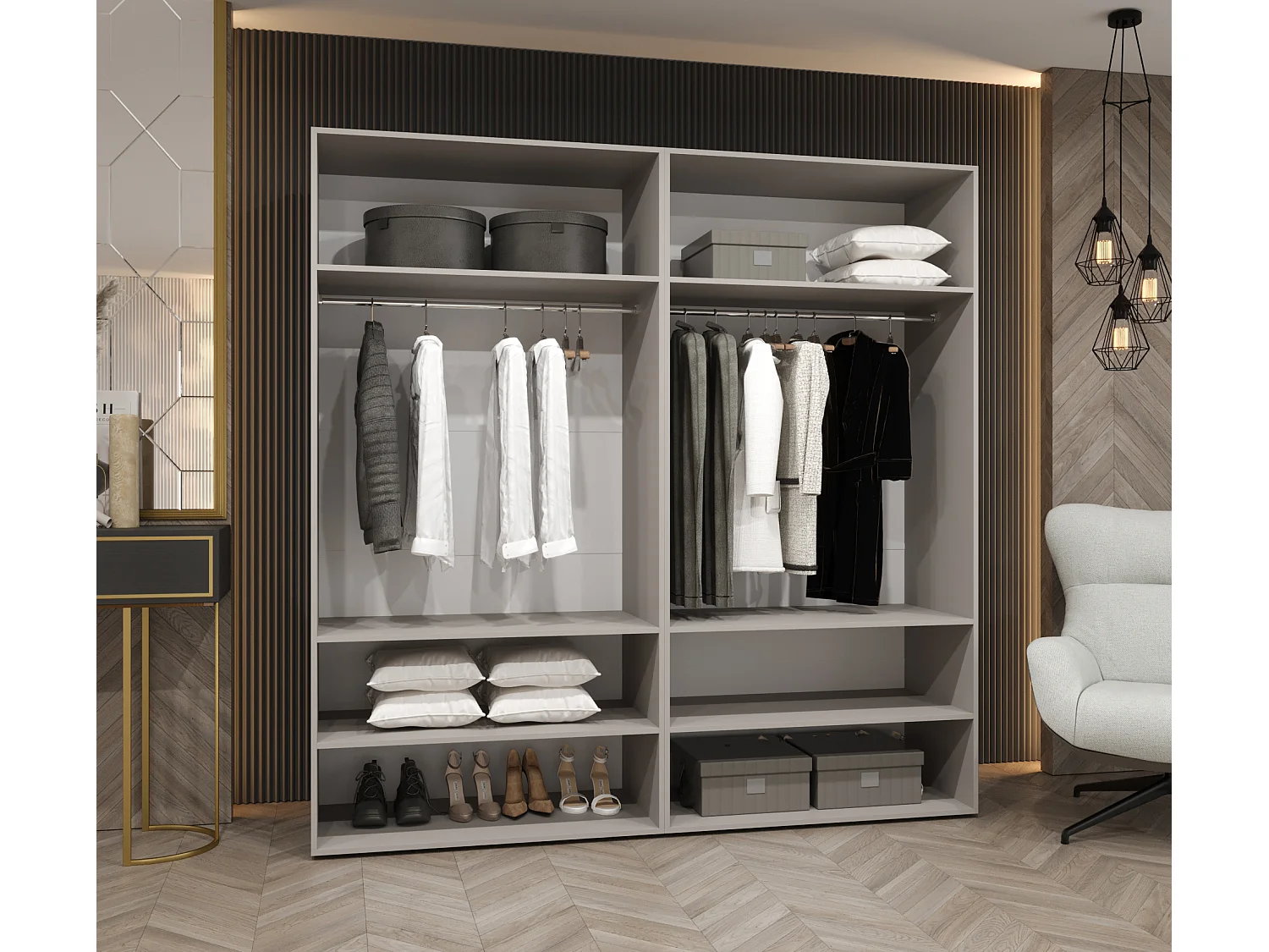 Armoire à portes battantes Alicante 2 202/200/52 4 portes (blanc/cachemire)