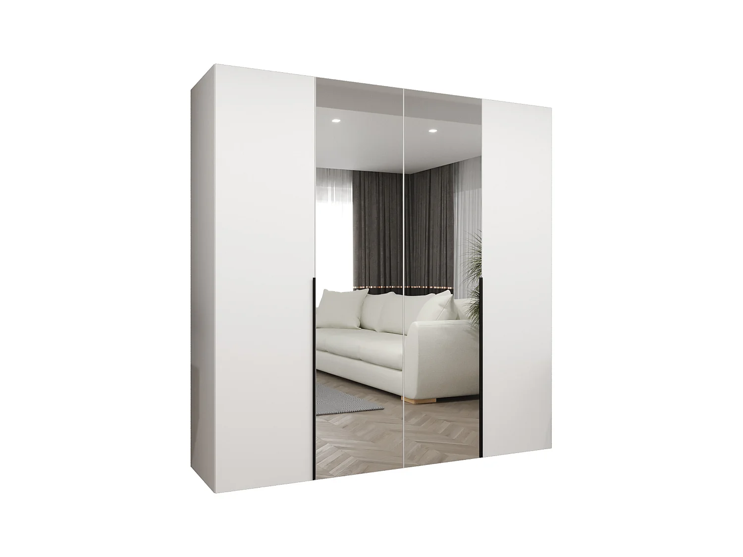 Drehtürenschrank Alicante 2 202/200/52 4-türig (Weiß|Schwarz)