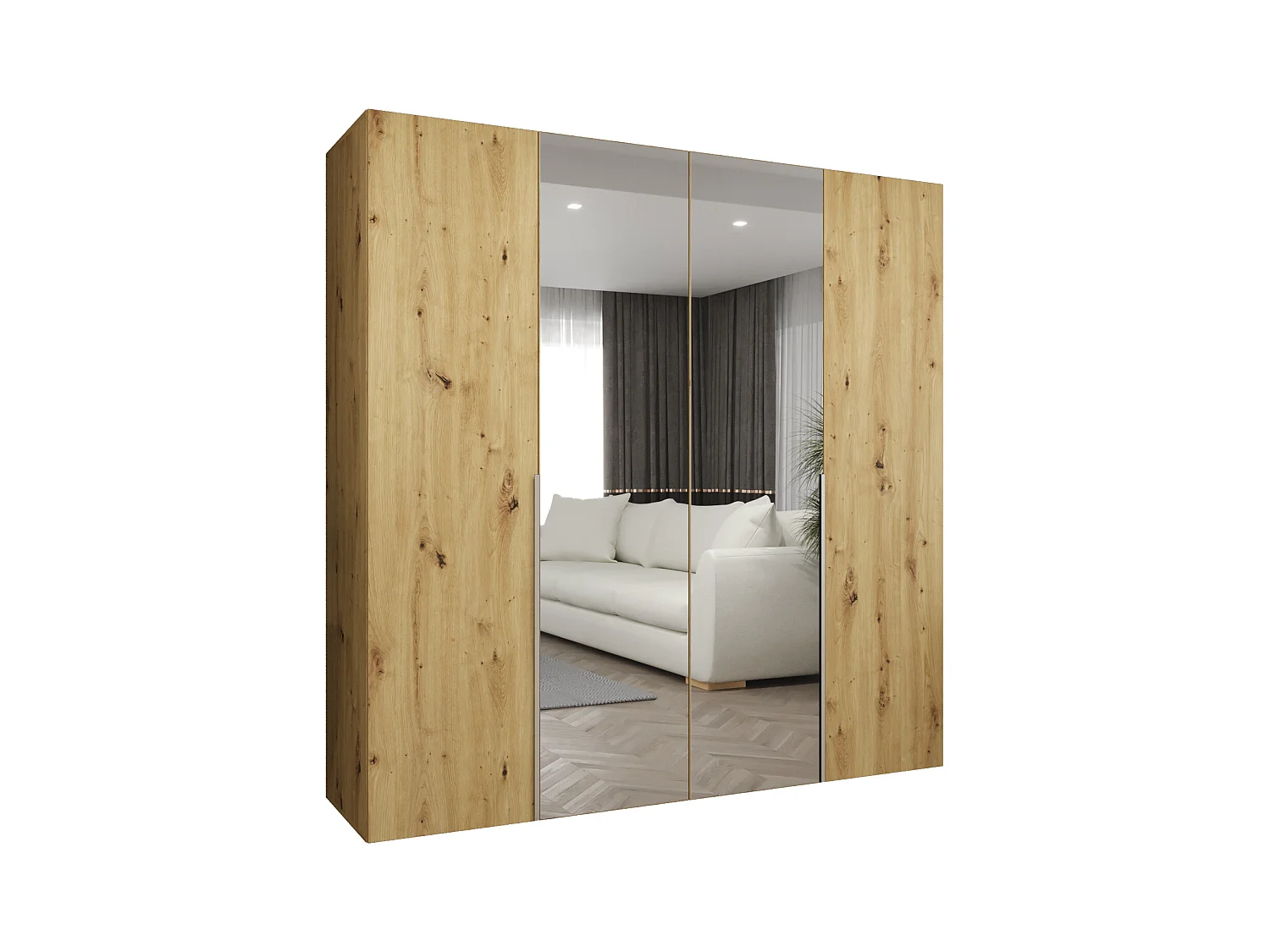 Drehtürenschrank Alicante 2 202/200/52 4-türig (Artisan Eiche|Kaschmir)