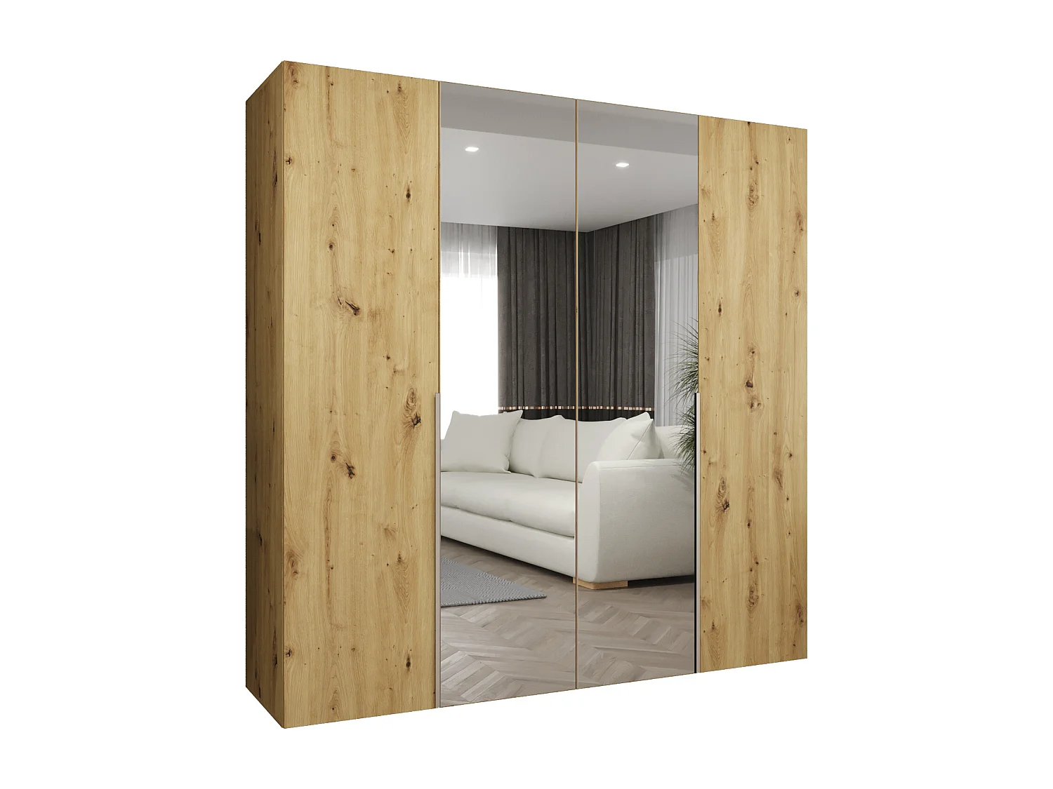 Armoire à portes battantes Alicante 2 202/200/52 4 portes (artisan/cachemire)