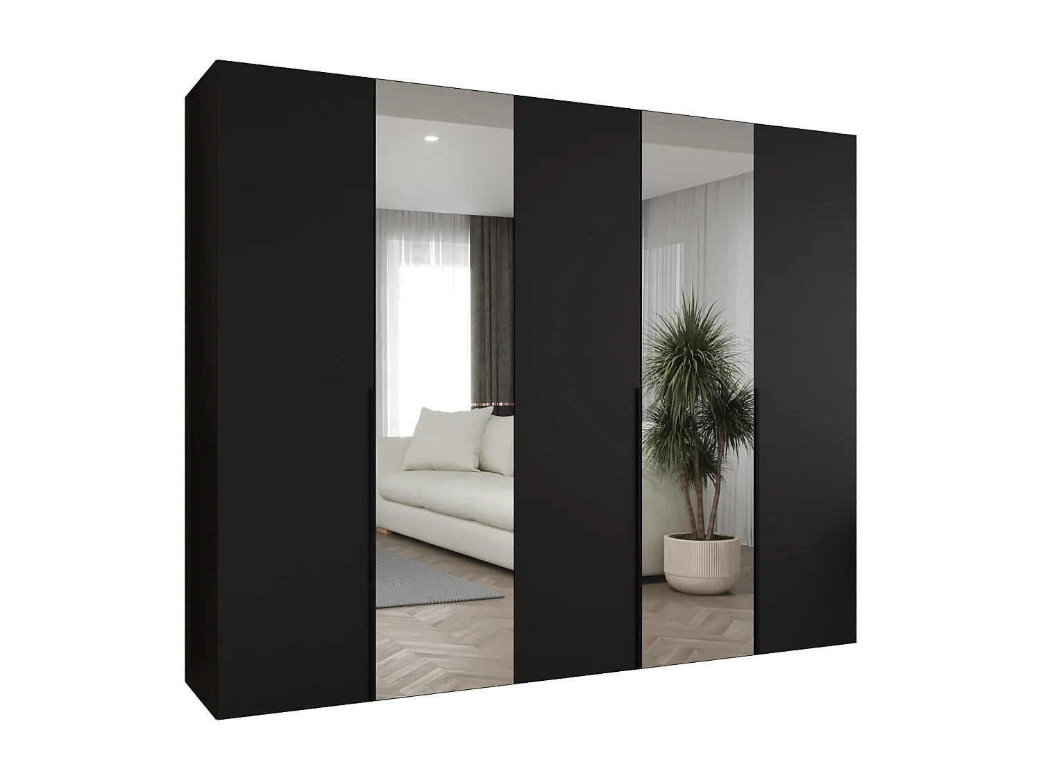 Armoire à portes battantes Alicante 2 202/250/52 5 portes (noir/noir)