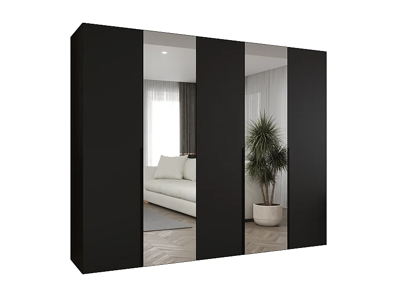 Armoire à portes battantes Alicante 2 202/250/52 5 portes (noir/noir)