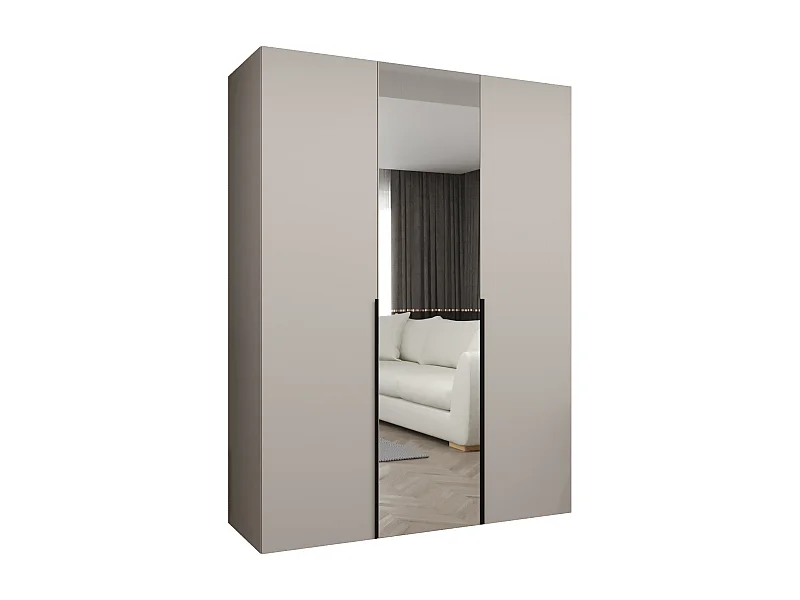 Drehtürenschrank Alicante 2 202/150/52 3-türig (Kaschmir + Griffe: Schwarz)