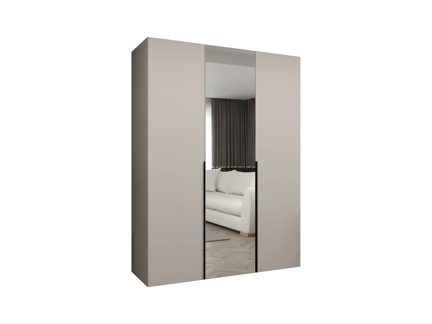 Drehtürenschrank Alicante 2 202/150/52 3-türig (Kaschmir|Schwarz)