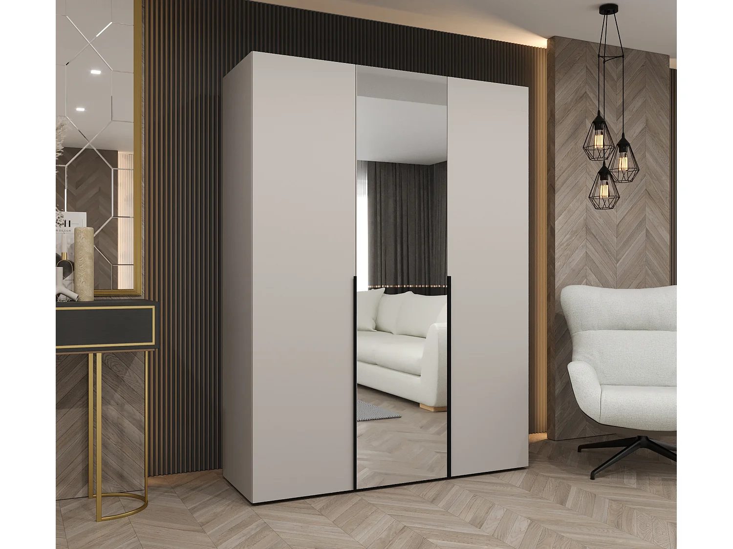 Armoire à portes battantes Alicante 2 202/150/52 3 portes (cachemire/noir)