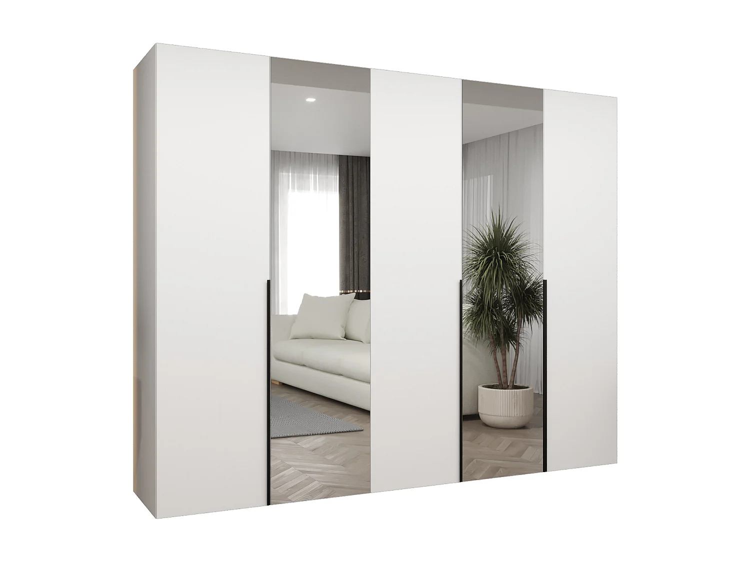 Draaideurkast Alicante 2 202/250/52 5-deurs  (wit/zwart)