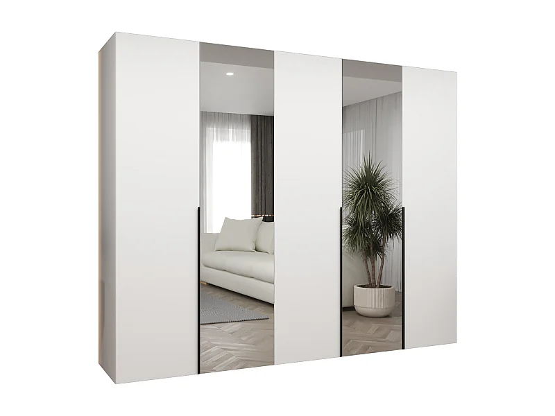 Armoire à portes battantes Alicante 2 202/250/52 5 portes (blanc/noir)