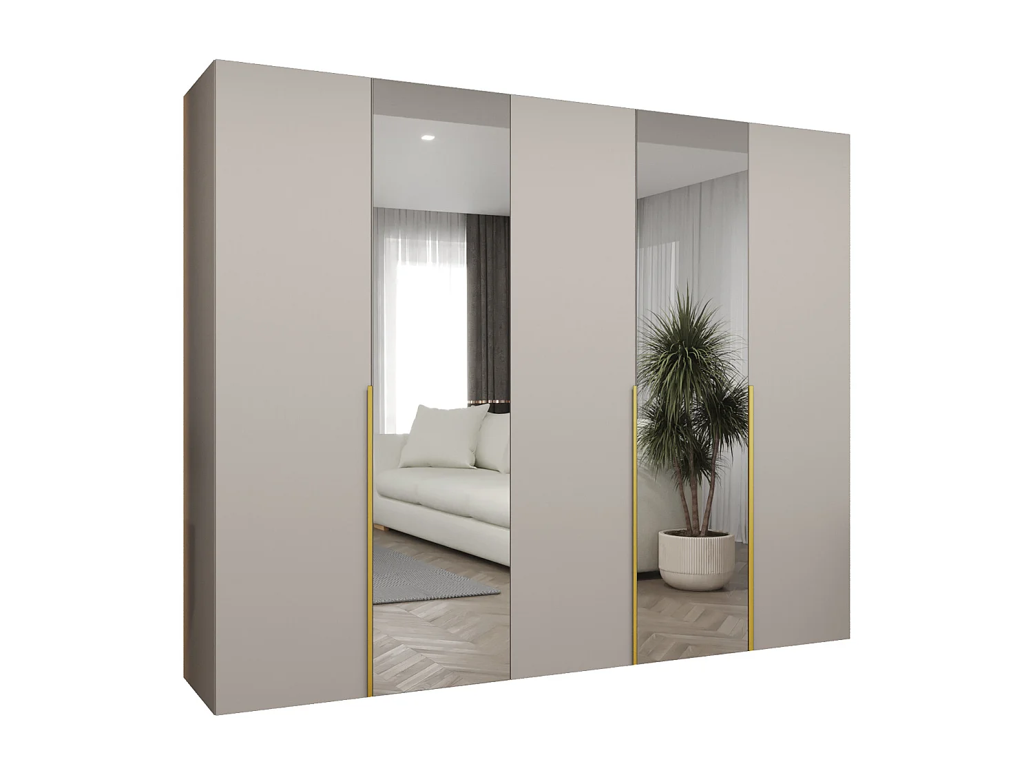 Draaideurkast Alicante 2 202/250/52 5-deurs  (kasjmier/goud)