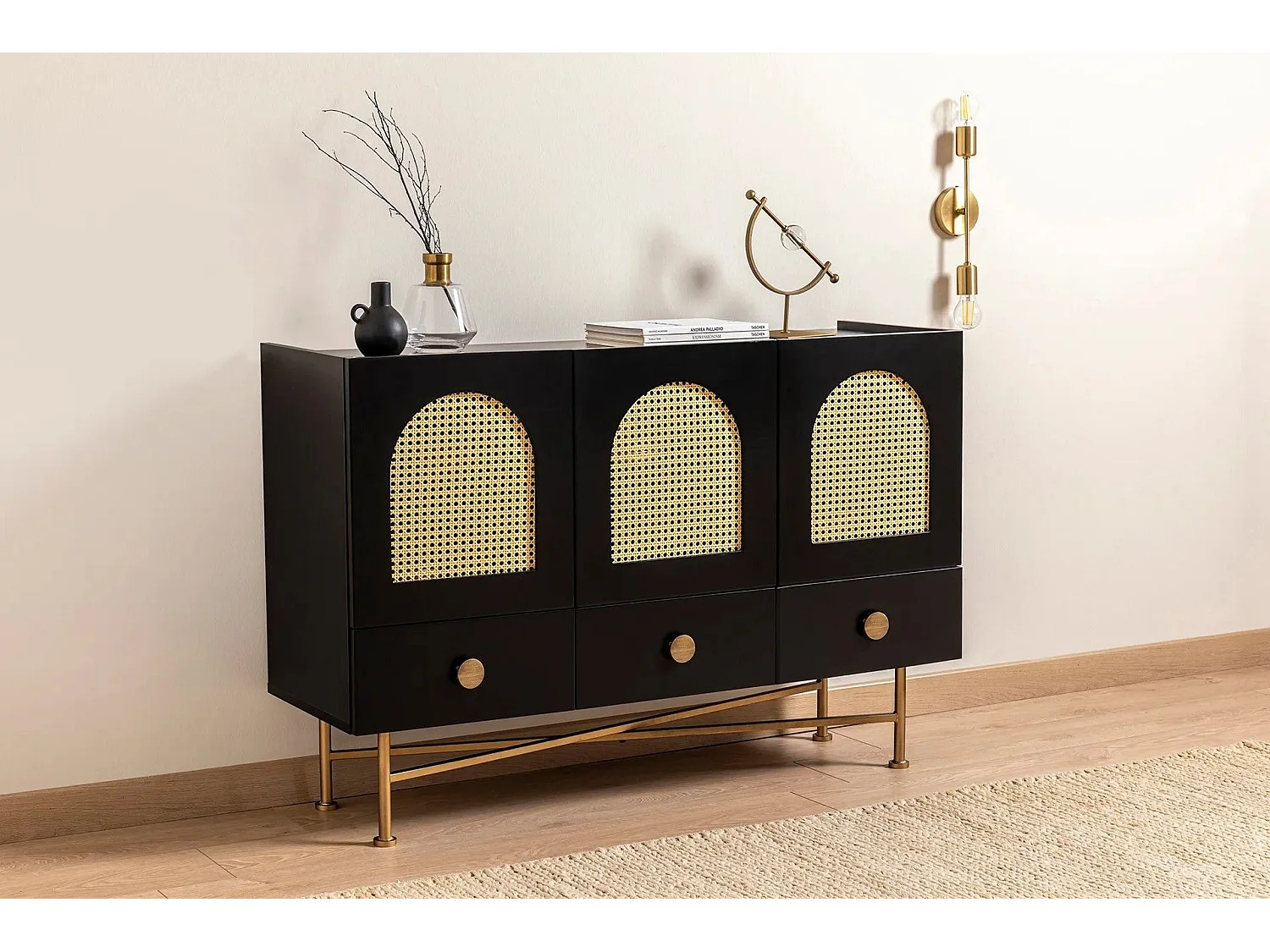 Aparador – 123 cm x 63 cm x 38 cm – Preto – Aglomerado