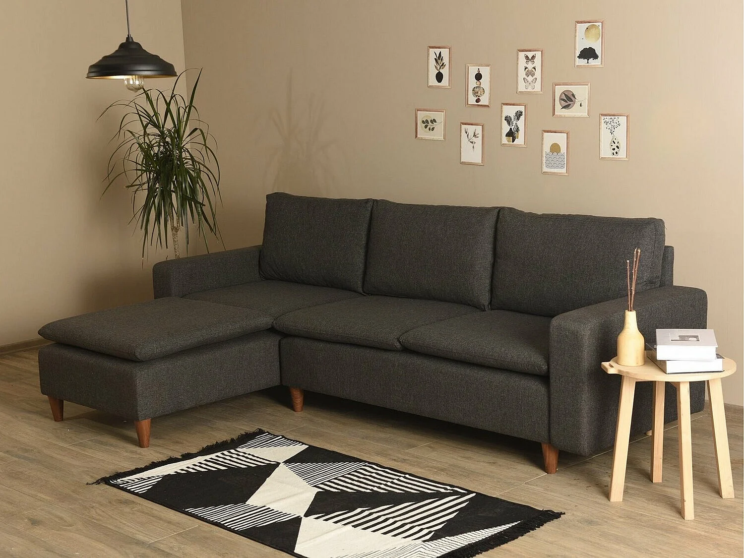 Sofá rinconero Altadena 335, Gris, 255x154x78cm