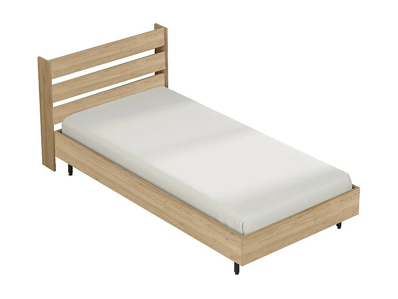 Letto Kailua AE112, Singolo, Nocciola, 90x200, Truciolare laminato, 109x206x86cm