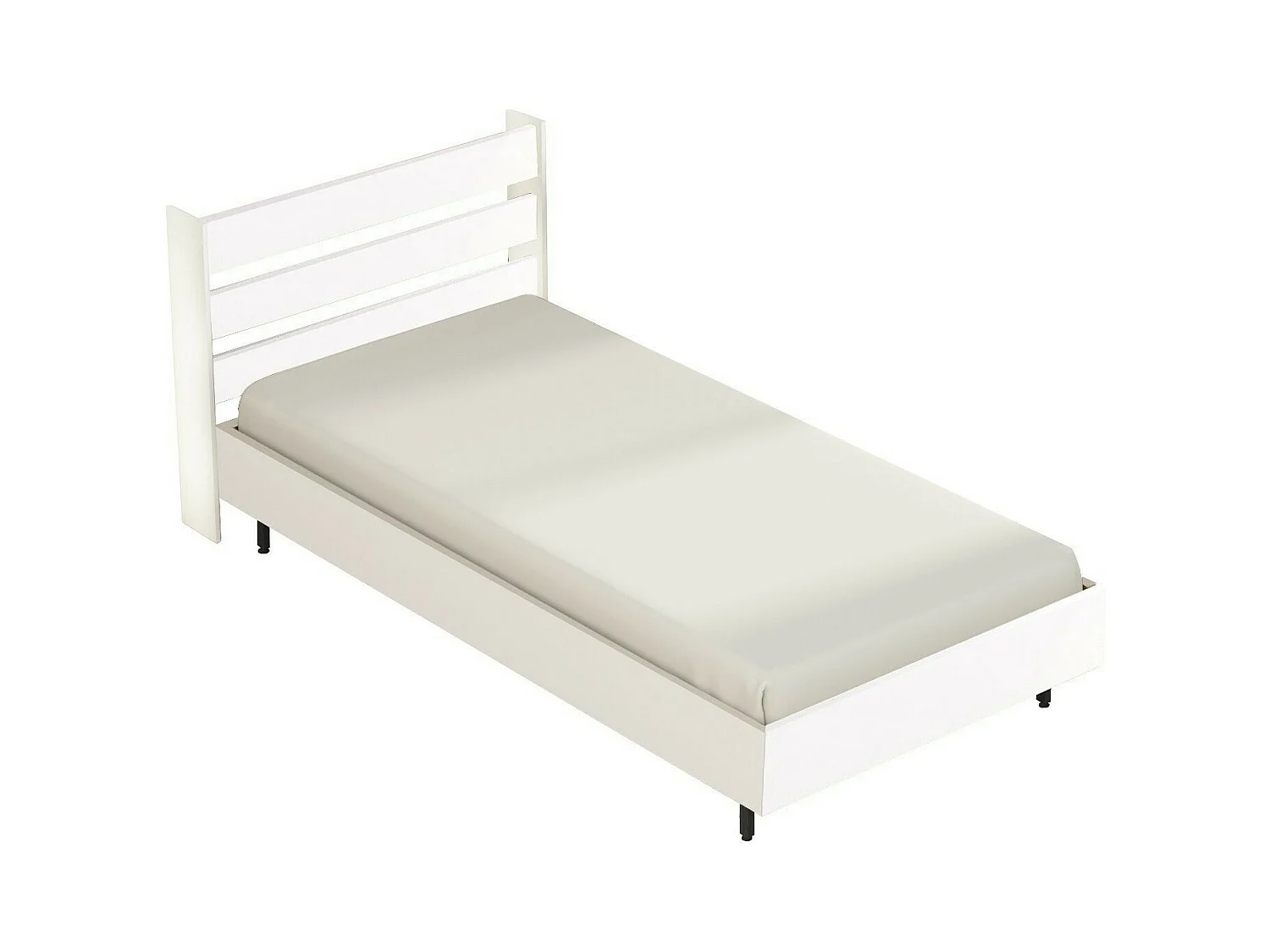 Cama Kailua AE112, Individuales, Blanco, 90x200, Aglomerado laminado, 109x206x86cm