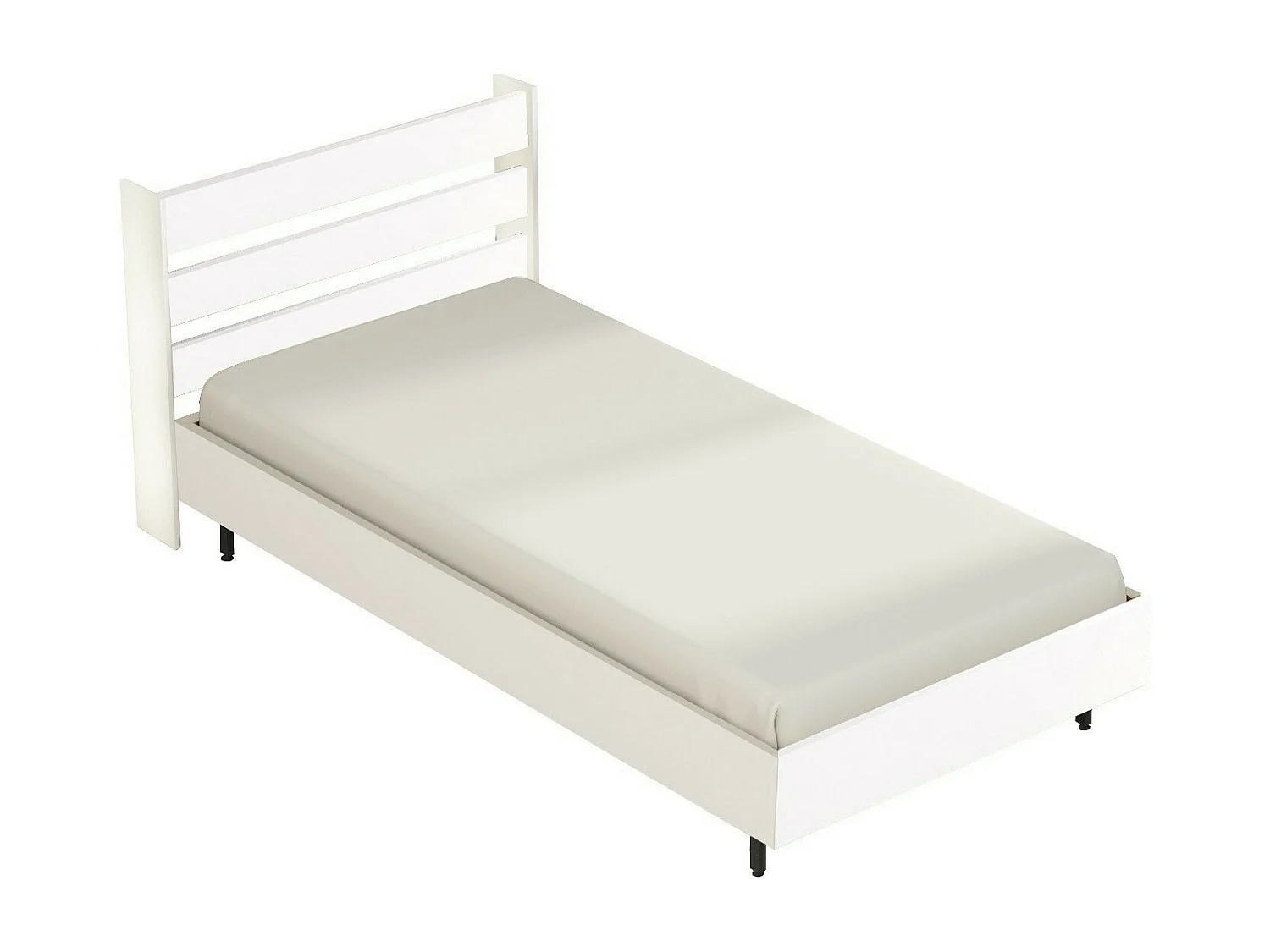 Cama Kailua AE112, Individuales, Blanco, 90x200, Aglomerado laminado, 109x206x86cm