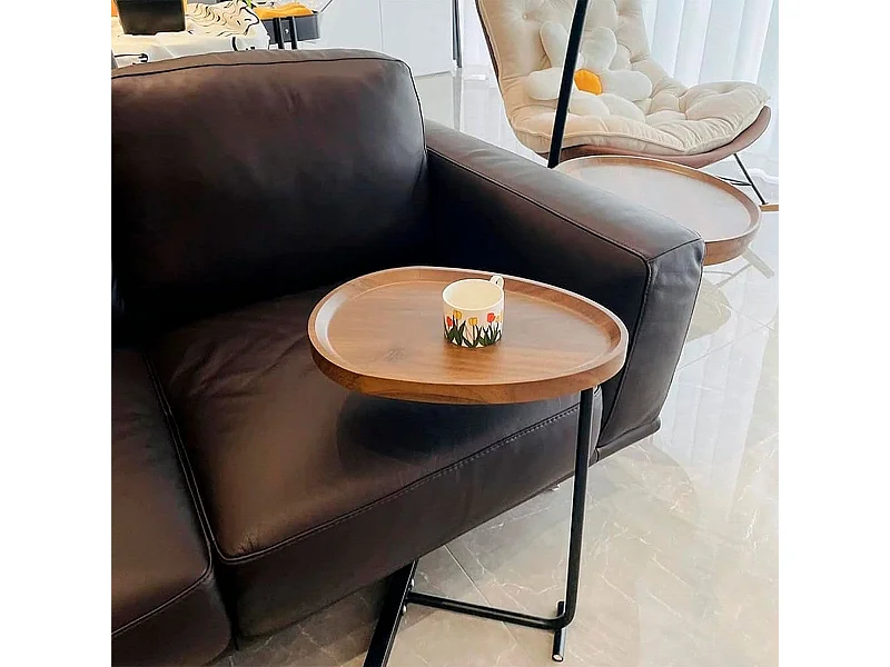 Mesa auxiliar base pedestal natural/negro 60x30x32 cm