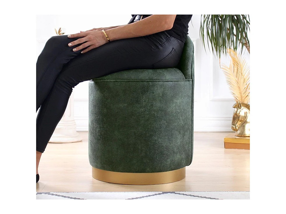 Puf Altadena 221, Verde, 70cm, Diámetro: 45, Cuero ecológico