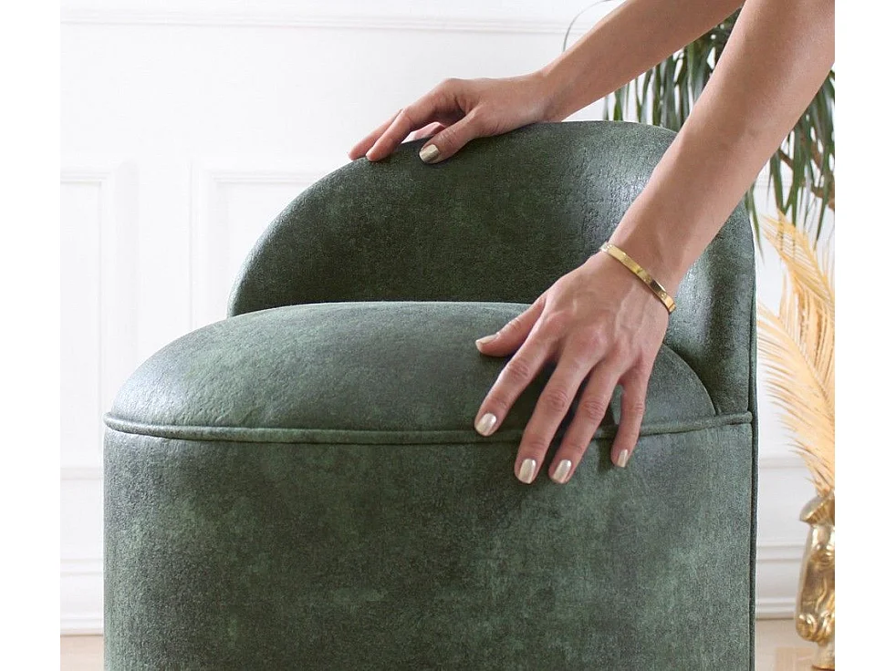 Puf Altadena 221, Verde, 70cm, Diámetro: 45, Cuero ecológico