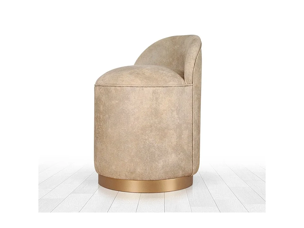 Puf Altadena 221, De color marrón claro, 70cm, Diámetro: 45, Cuero ecológico