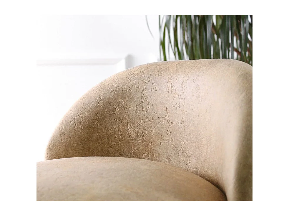 Puf Altadena 221, De color marrón claro, 70cm, Diámetro: 45, Cuero ecológico