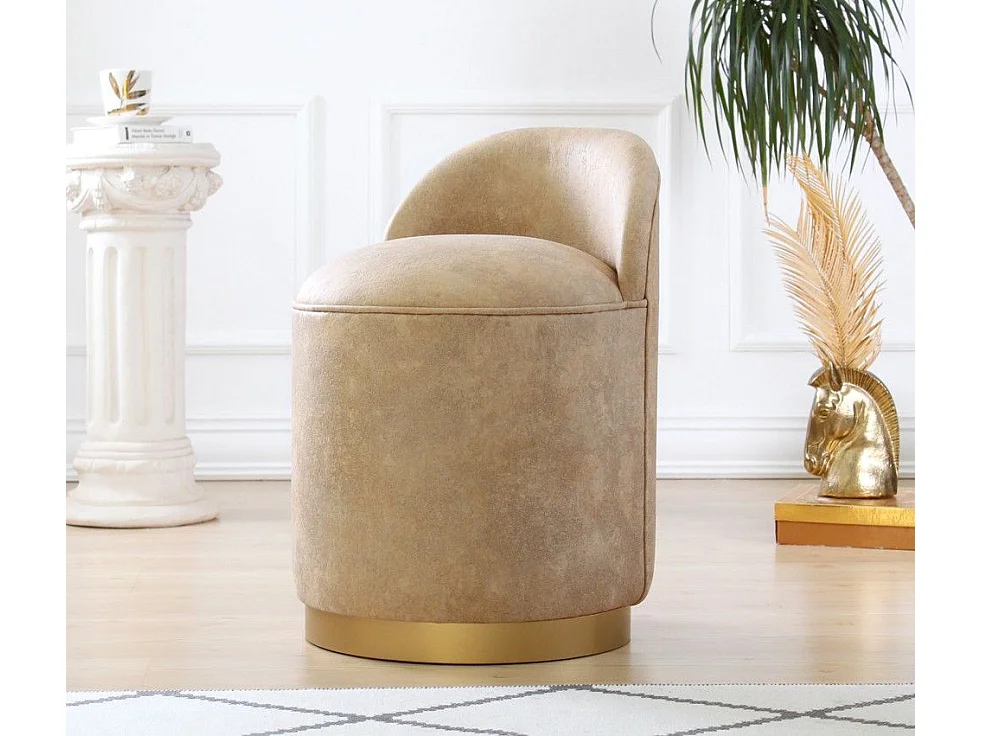 Pouf Altadena 221, Nocciola, 70cm, Diametro: 45, Eco pelle