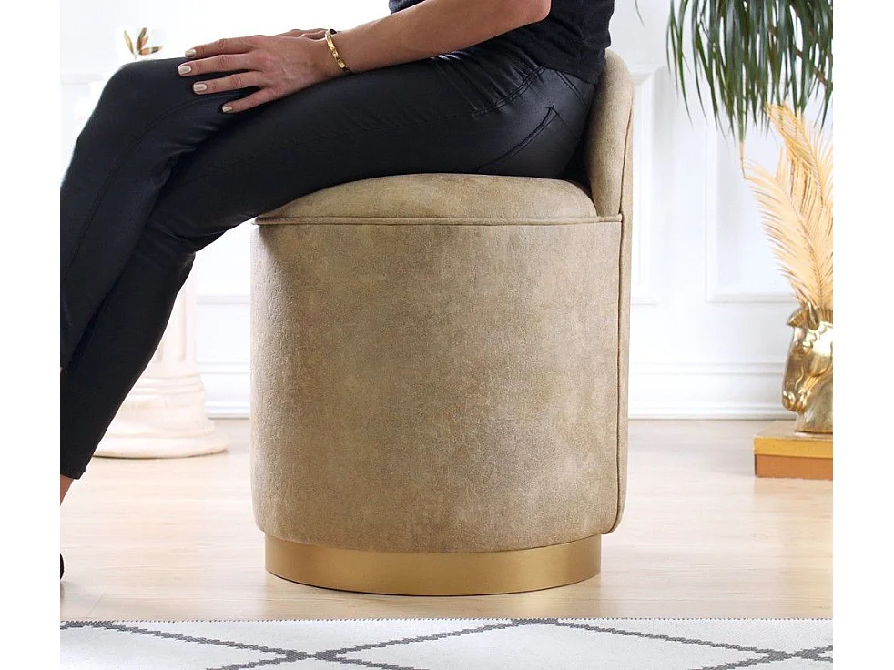 Pouf Altadena 221, Nocciola, 70cm, Diametro: 45, Eco pelle