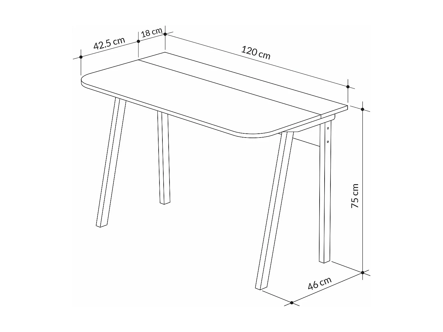 Mesa de oficina Kailua 541, 75x120x60cm, Roble|Gris|Blanco