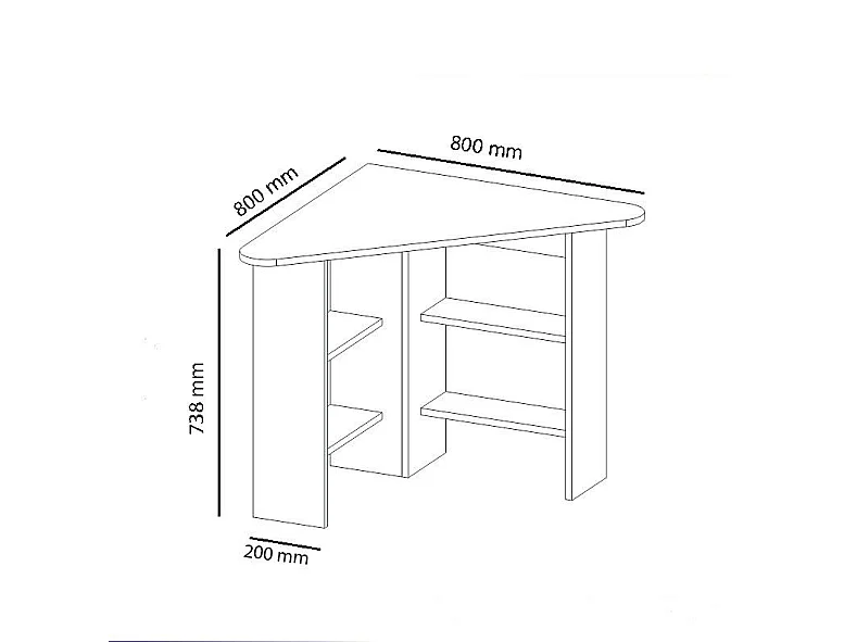 Bureau de coin 4 étagères Seredic L80xP80cm Anthracite