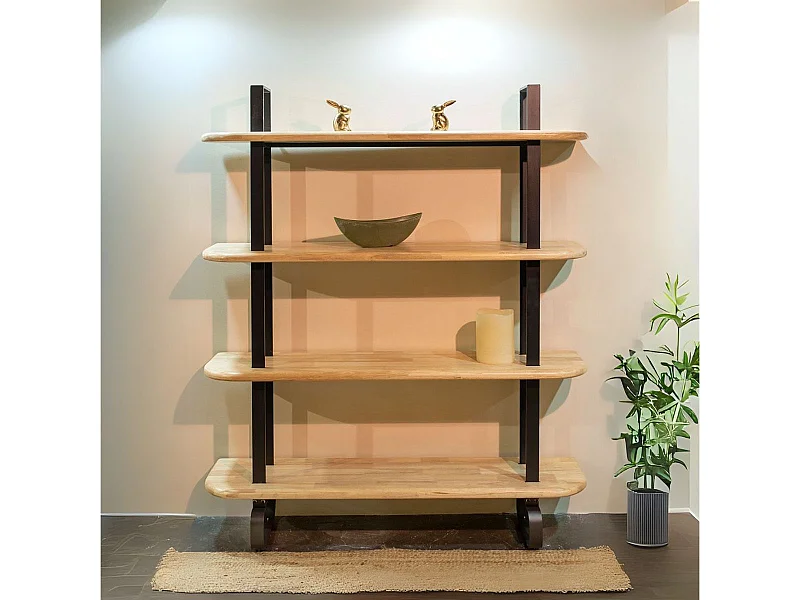 Estantería Moon 4 niveles roble nordish/negro 180x150x35 cm Adec