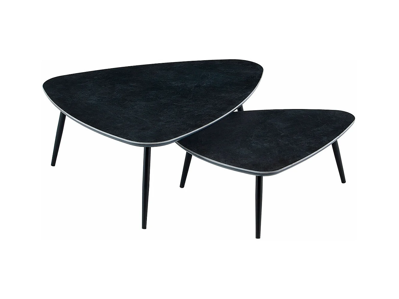 Pack de 2 mesas de centro Ibiza tipo nido tapa cerámica negro 35x150x80 cm Adec