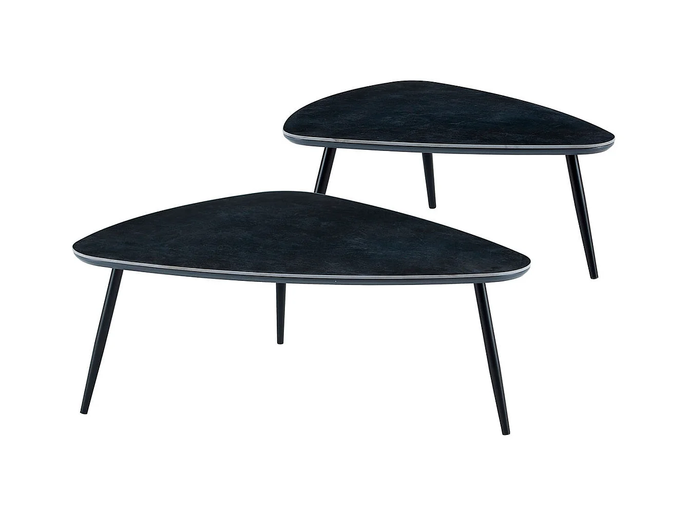 Pack de 2 mesas de centro Ibiza tipo nido tapa cerámica negro 35x150x80 cm Adec