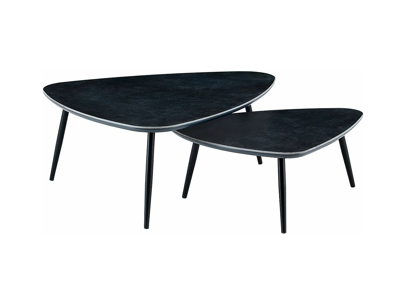 Pack de 2 mesas de centro Ibiza tipo nido tapa cerámica negro 35x150x80 cm Adec