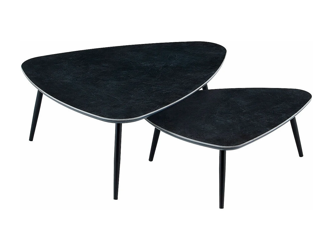 Pack de 2 mesas de centro Ibiza tipo nido tapa cerámica negro 35x150x80 cm Adec