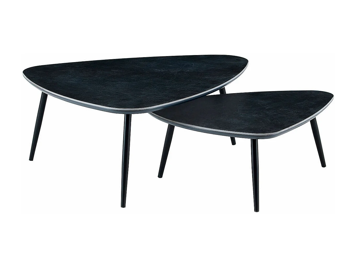 Pack de 2 mesas de centro Ibiza tipo nido tapa cerámica negro 35x150x80 cm Adec