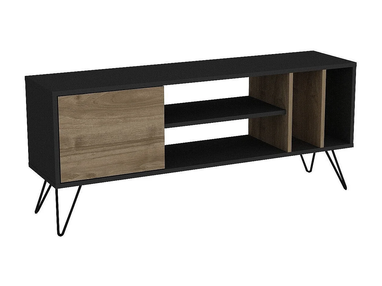 Mesa de tv Kailua 1275, Nogal|Negro, 140x59x36cm