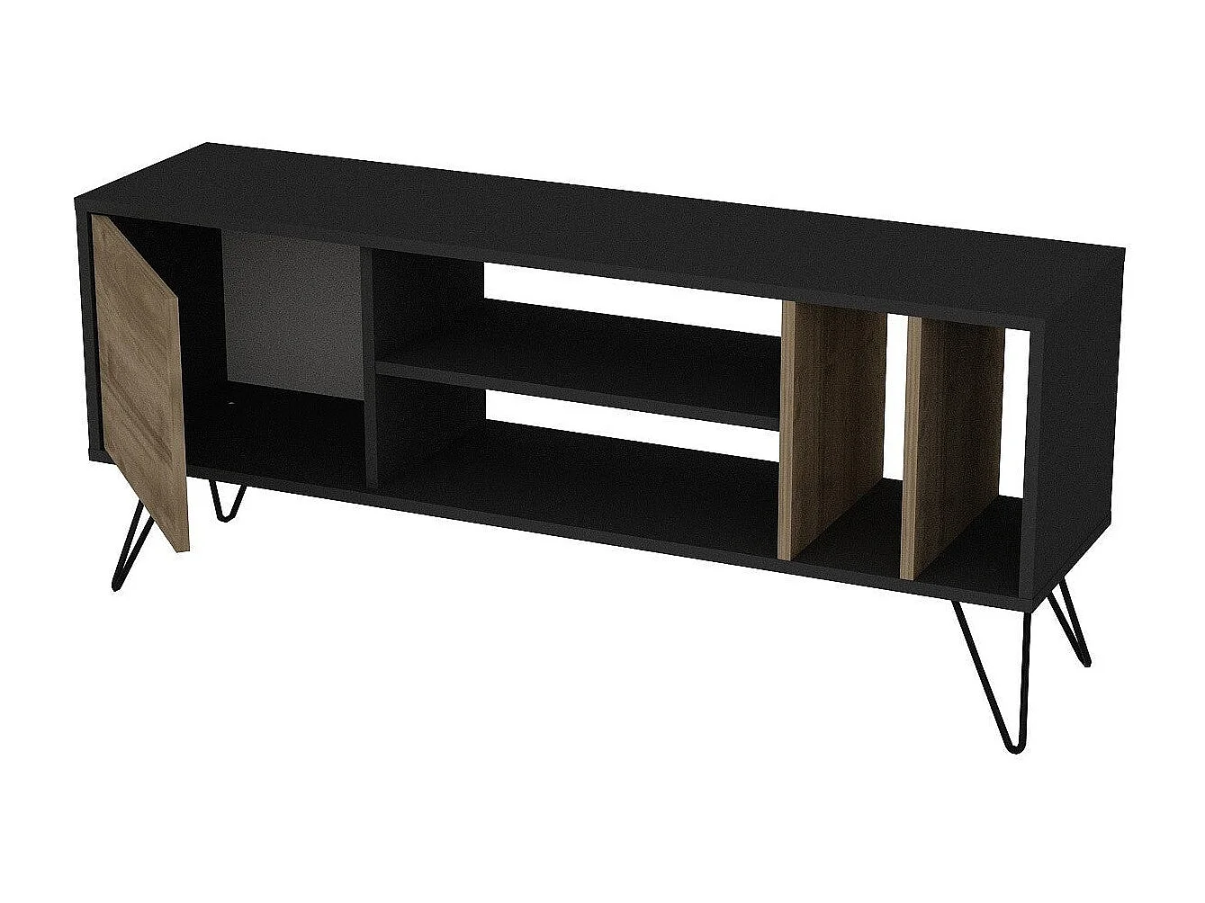Mesa de tv Kailua 1275, Nogal|Negro, 140x59x36cm