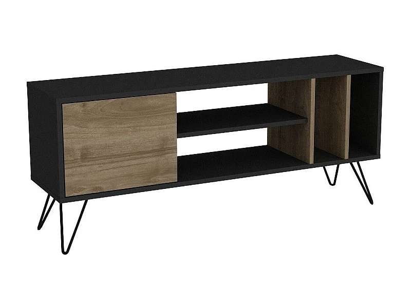 Mesa de tv Kailua 1275, Nogal|Negro, 140x59x36cm