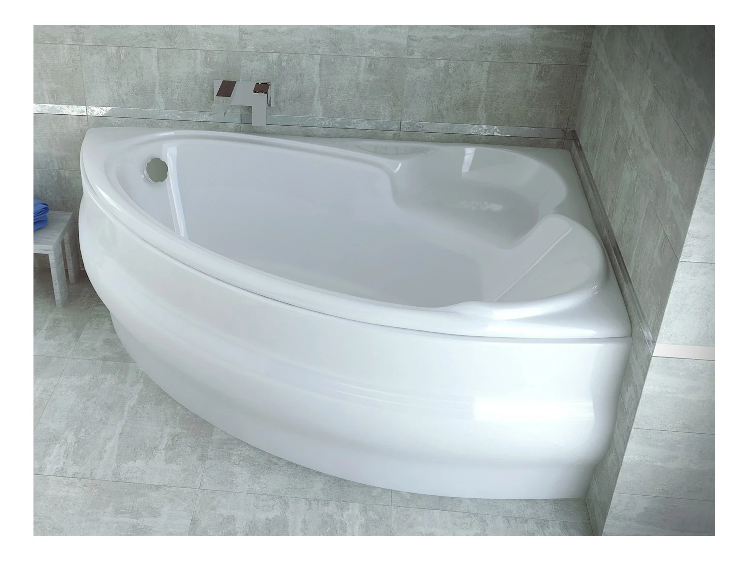 Baignoire d'angle NOVA 140-155-170cm Droite avec tablier - Dimensions: 140cm