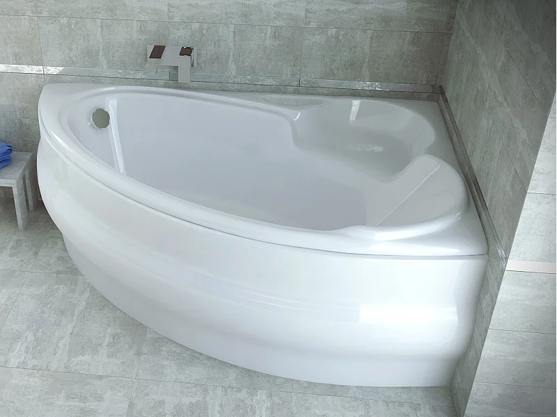 Baignoire d'angle NOVA 140-155-170cm Droite avec tablier - Dimensions: 140cm