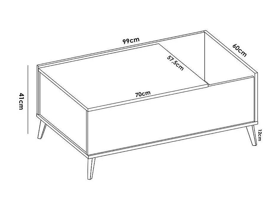 Mesa de centro Ness diseño elevable blanco 41x99x60 cm