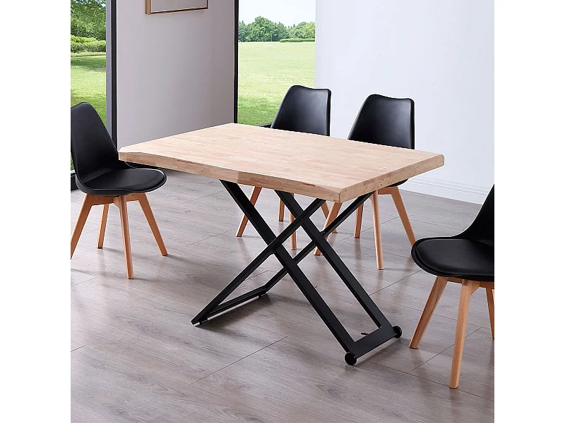 Mesa de centro Zoe elevable con tapa irregular roble Nordish/negro 49-76x120x80 cm Adec