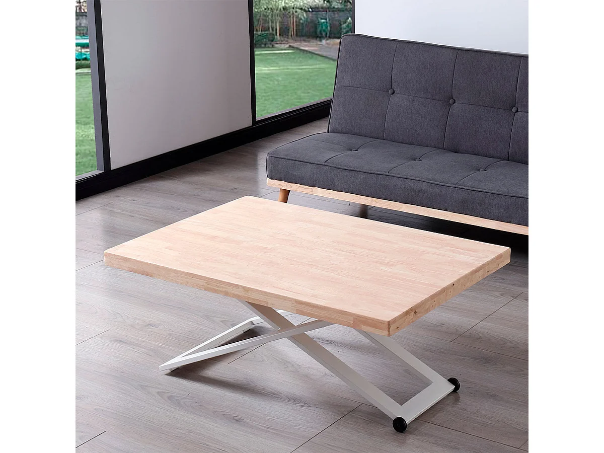 Mesa de centro Zoe elevable con tapa regular roble Nordish/blanco 49-76x120x80 cm Adec