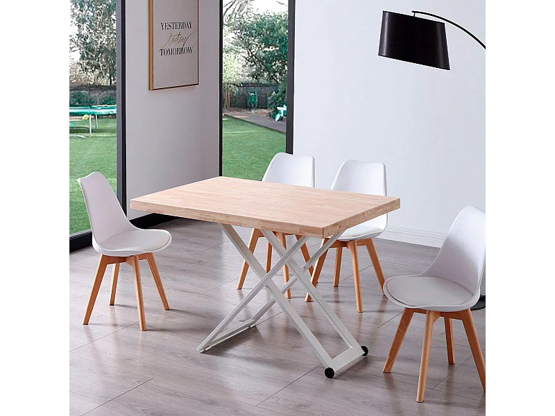 Mesa de centro Zoe elevable con tapa regular roble Nordish/blanco 49-76x120x80 cm Adec