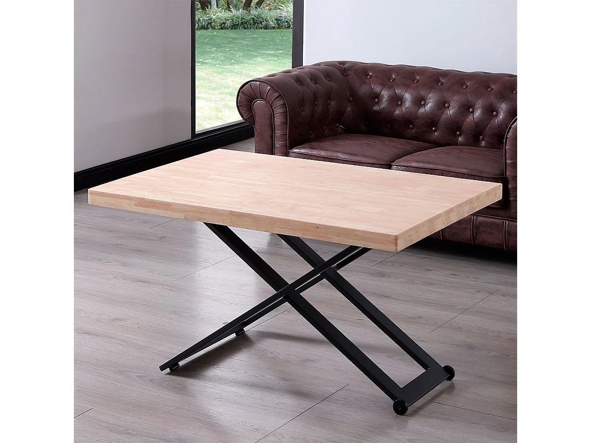 Mesa de centro Zoe elevable con tapa regular roble Nordish/negro 49-76x120x80 cm Adec